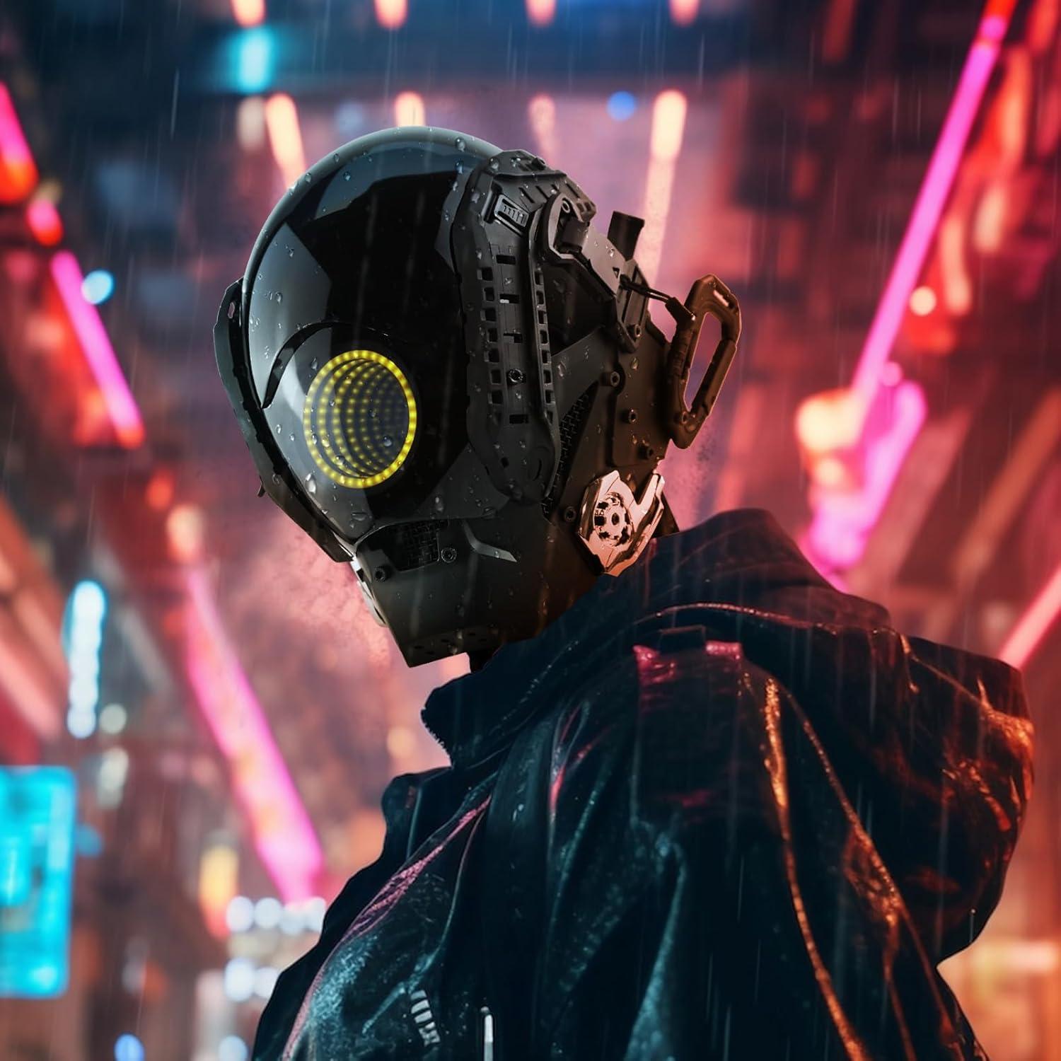 Máscara LED Punk Ojos del Abismo - Casco Futurista para Halloween