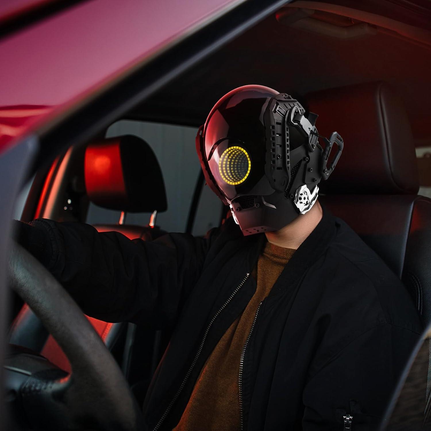 Máscara LED Punk Ojos del Abismo - Casco Futurista para Halloween