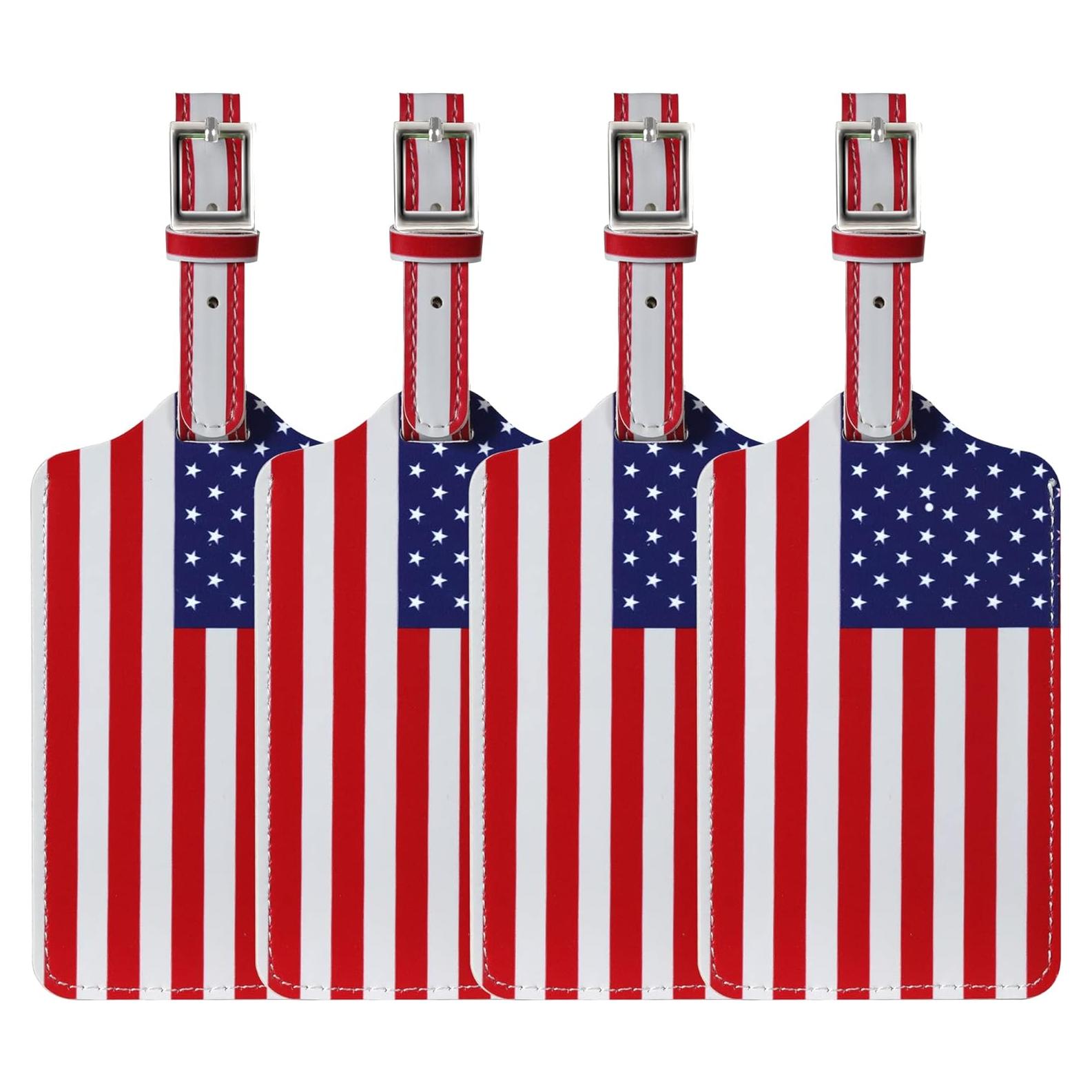 Paquete de 4 Etiquetas de Equipaje Sodsay - Cuero, 12.5x7 cm