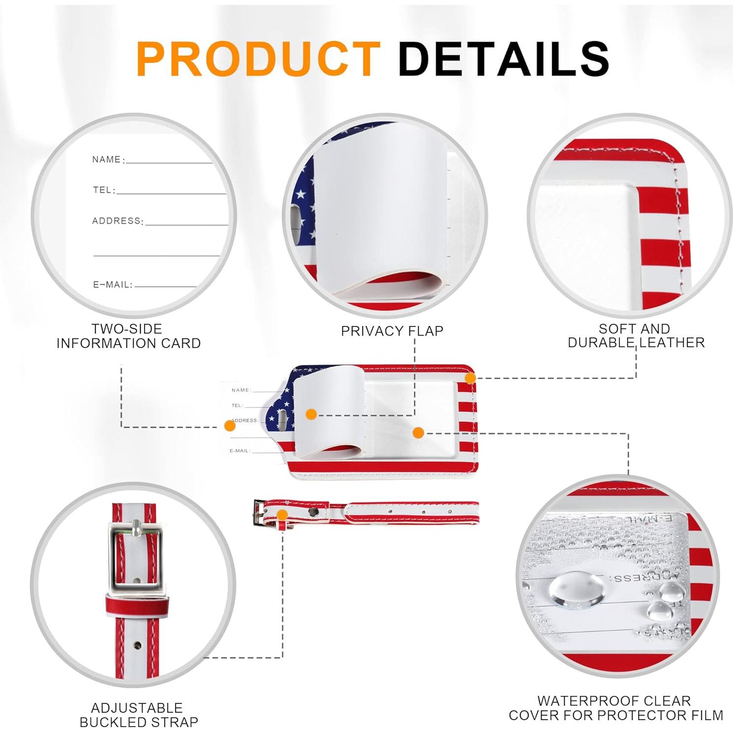 Paquete de 4 Etiquetas de Equipaje Sodsay - Cuero, 12.5x7 cm