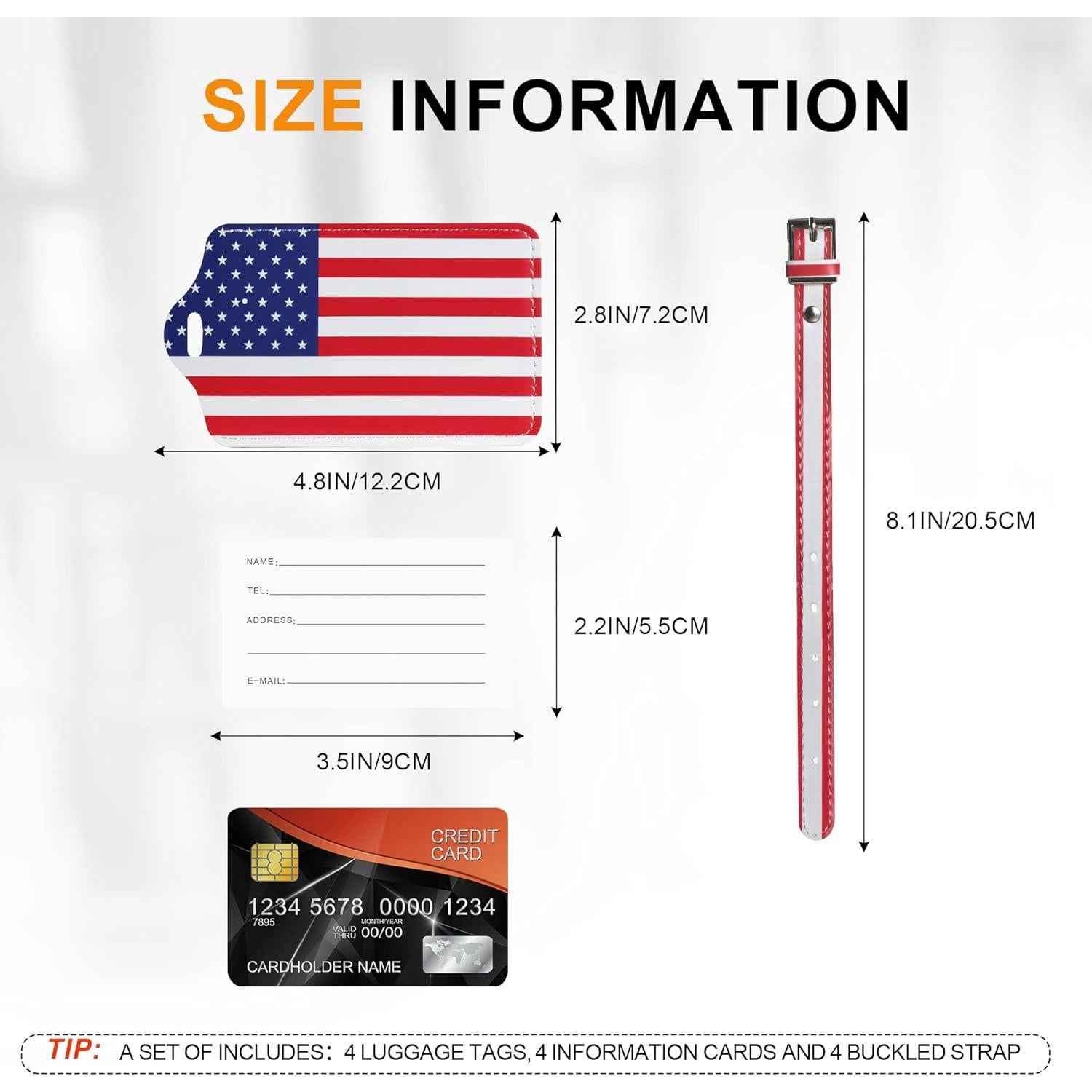 Paquete de 4 Etiquetas de Equipaje Sodsay - Cuero, 12.5x7 cm