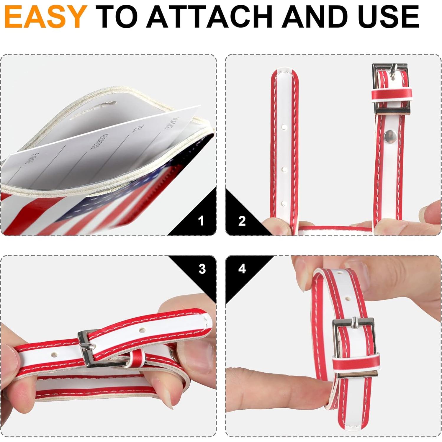 Paquete de 4 Etiquetas de Equipaje Sodsay - Cuero, 12.5x7 cm