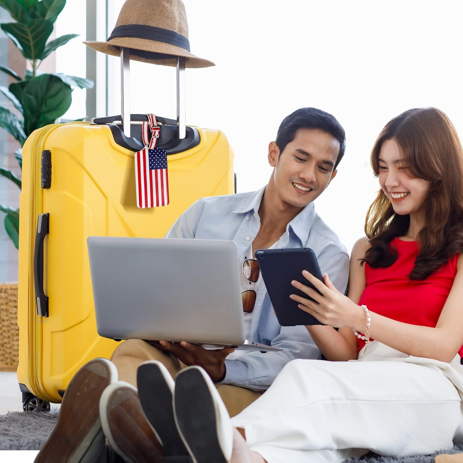 Paquete de 4 Etiquetas de Equipaje Sodsay - Cuero, 12.5x7 cm