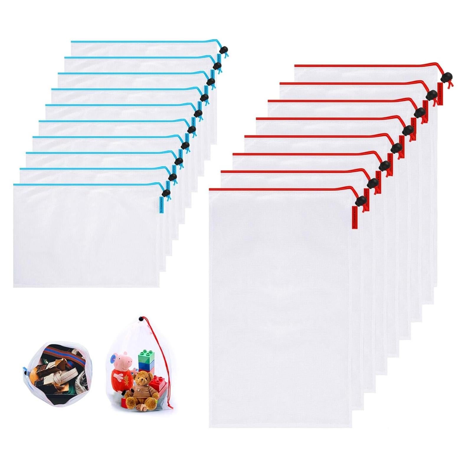 Organizadores de Juguetes Mipruct - 18 Bolsas de Malla Reutilizables