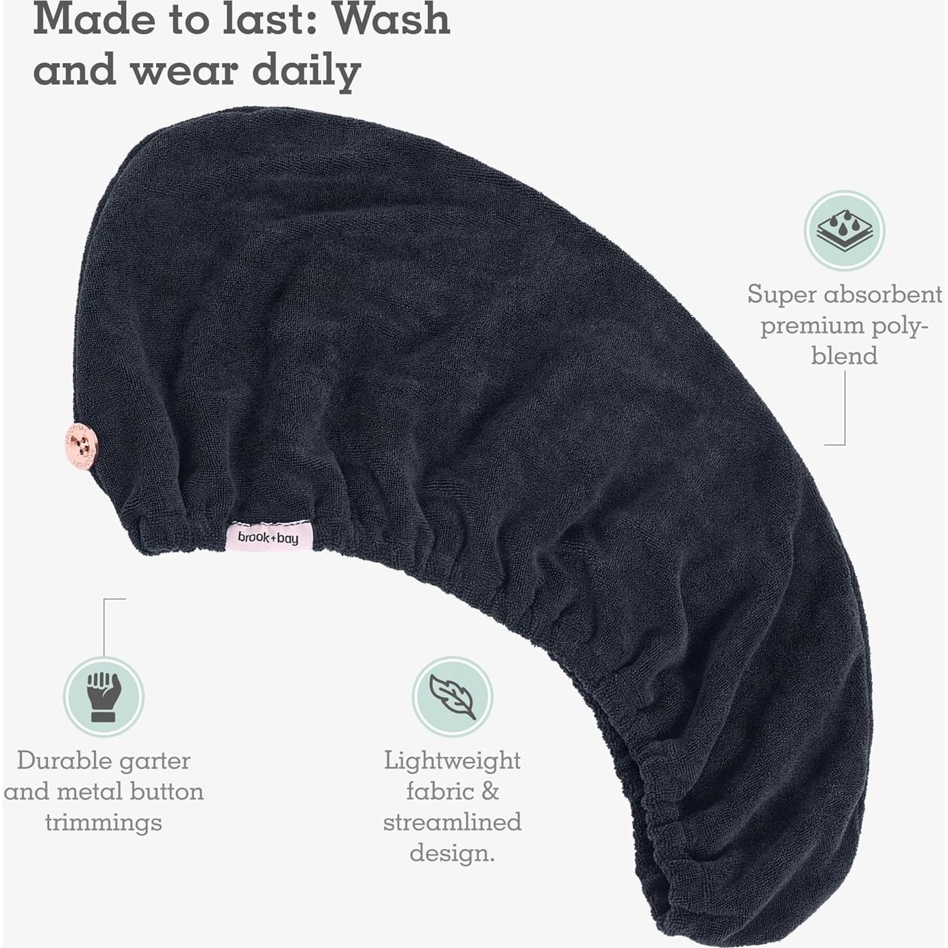 Toalla de Microfibra para Cabello Brook + Bay Negra 21.6x17.8cm