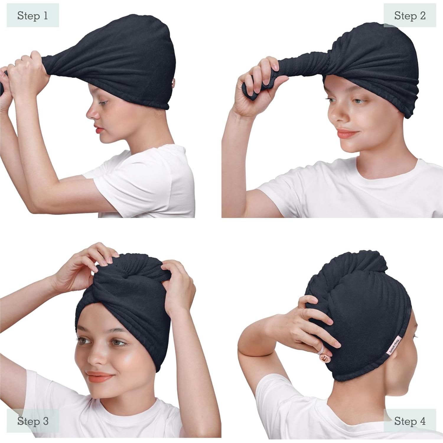 Toalla de Microfibra para Cabello Brook + Bay Negra 21.6x17.8cm