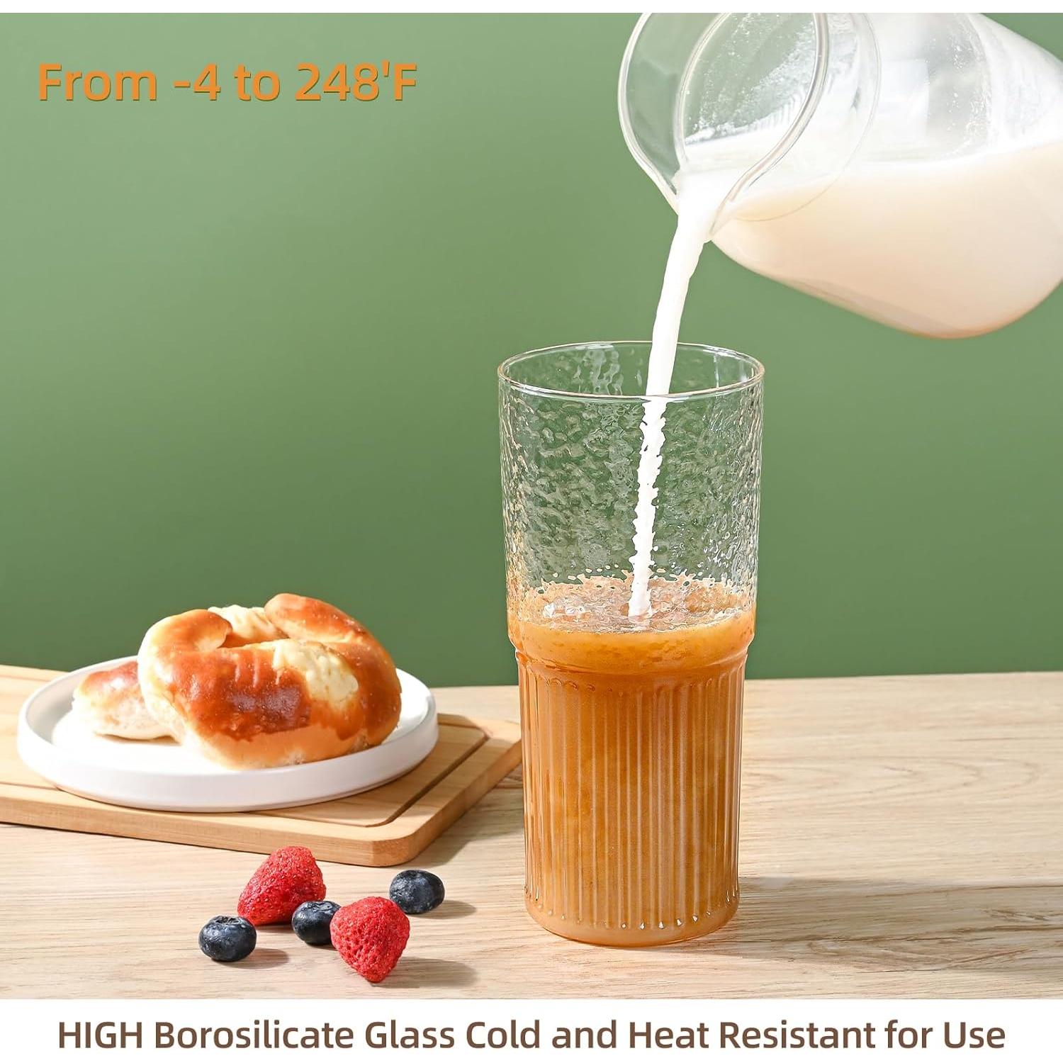 Vaso de Vidrio Reutilizable MINGHYZYA 20 oz con Tapa y Pajita