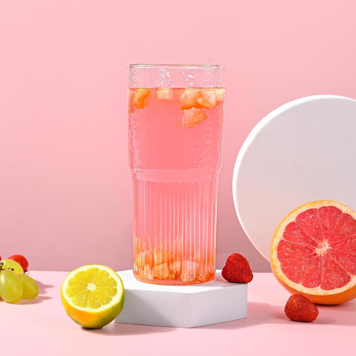 Vaso de Vidrio Reutilizable MINGHYZYA 20 oz con Tapa y Pajita