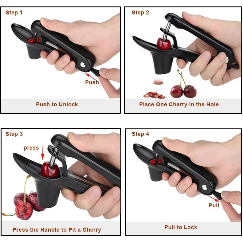 Deshuesador de Cerezas Fanlory de Acero Inoxidable Negro