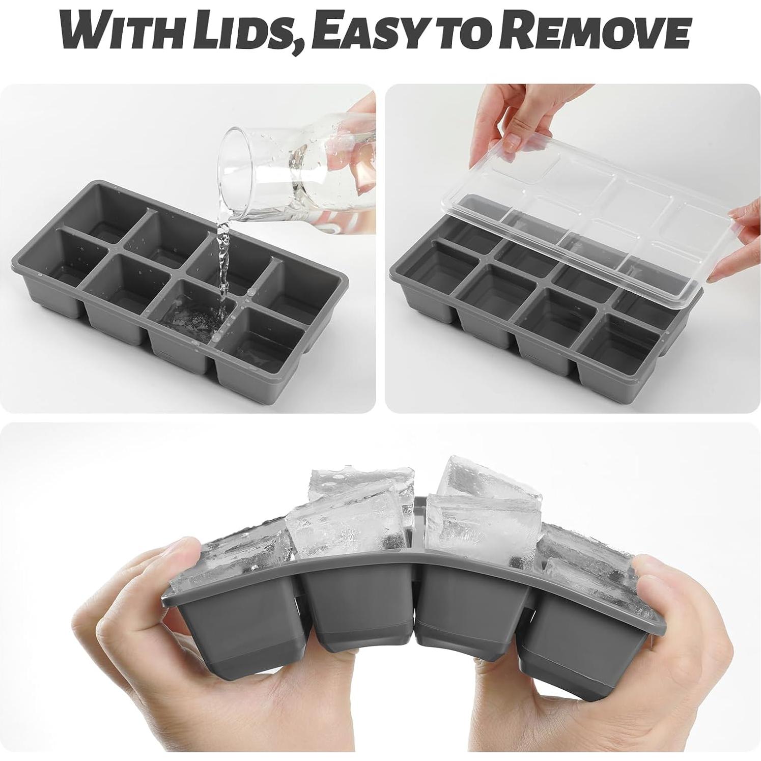 Bandejas de Hielo Grandes Jrisbo 2 Piezas Silicona 16 Cubos