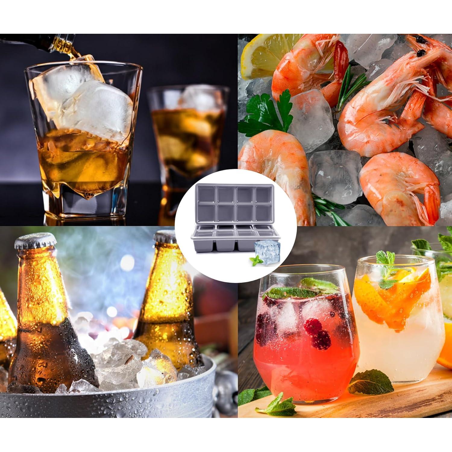 Bandejas de Hielo Grandes Jrisbo 2 Piezas Silicona 16 Cubos