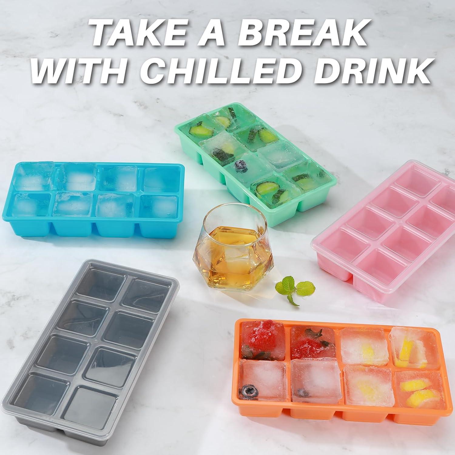 Bandejas de Hielo Grandes Jrisbo 2 Piezas Silicona 16 Cubos