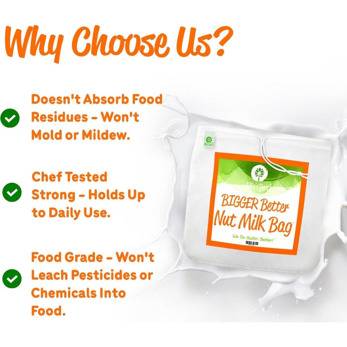 Bolsa de Leche de Nueces Ellie's Best - Grande 30x30 cm - Reutilizable