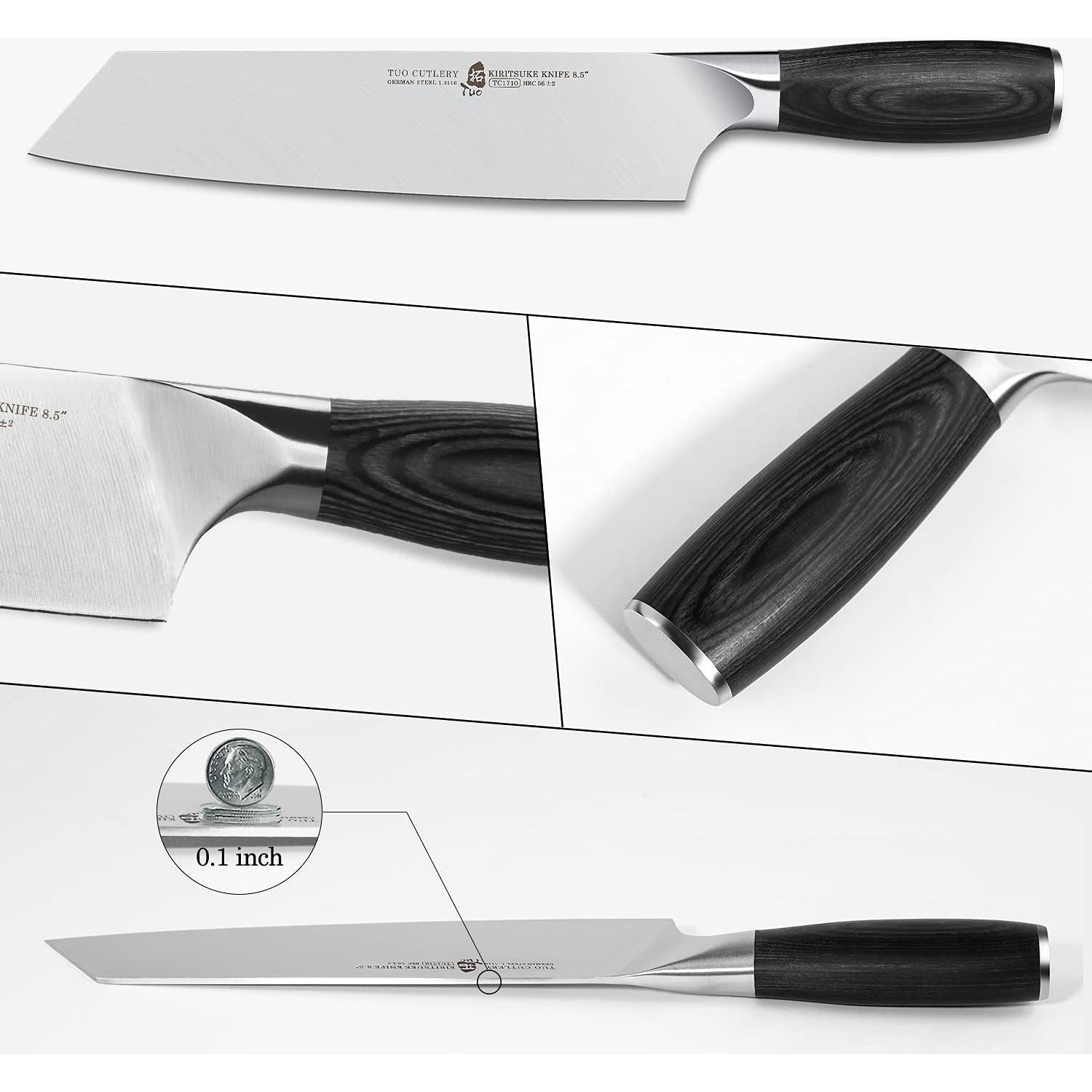 Cuchillo Kiritsuke TUO 8.5" Acero Inoxidable Mango Pakkawood