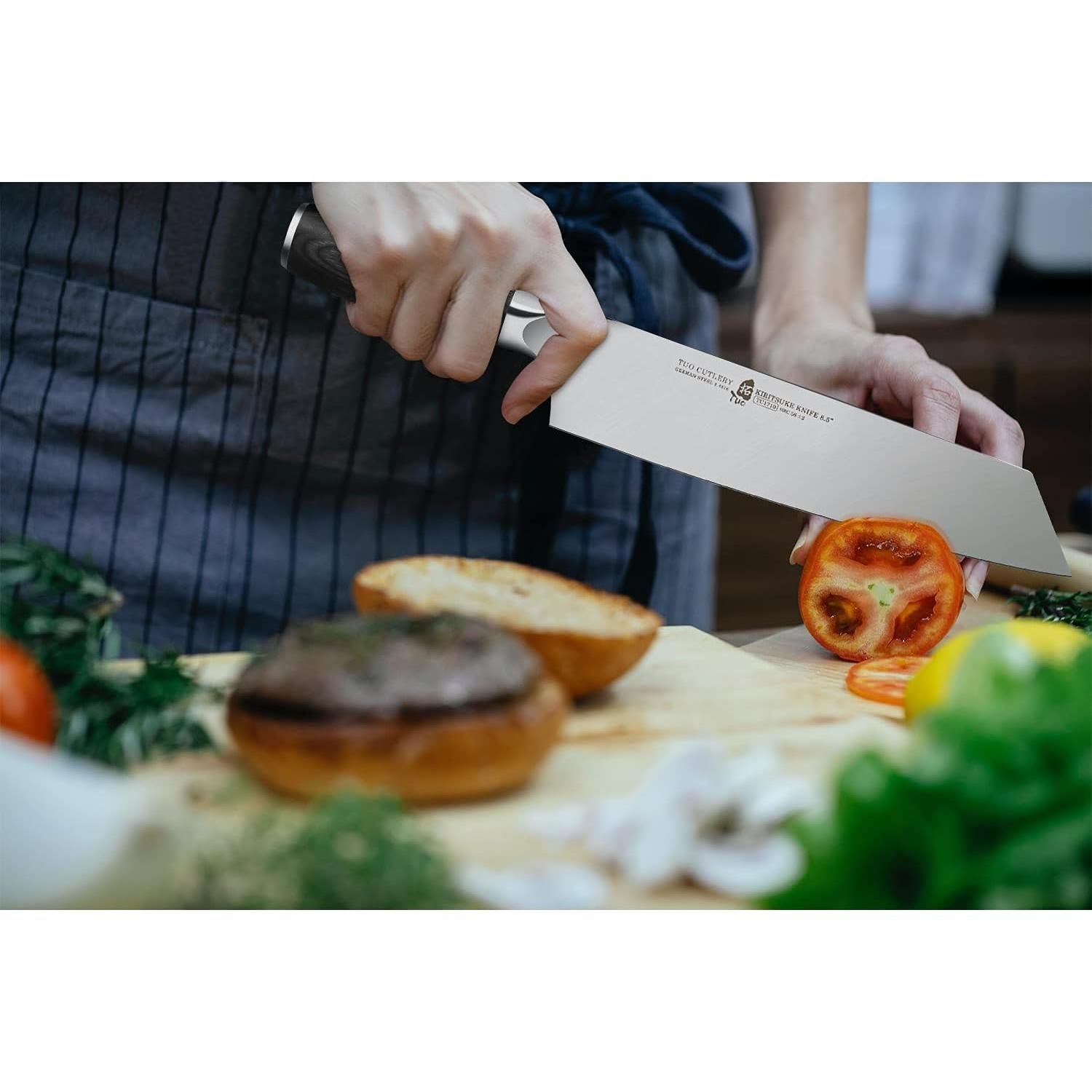 Cuchillo Kiritsuke TUO 8.5" Acero Inoxidable Mango Pakkawood