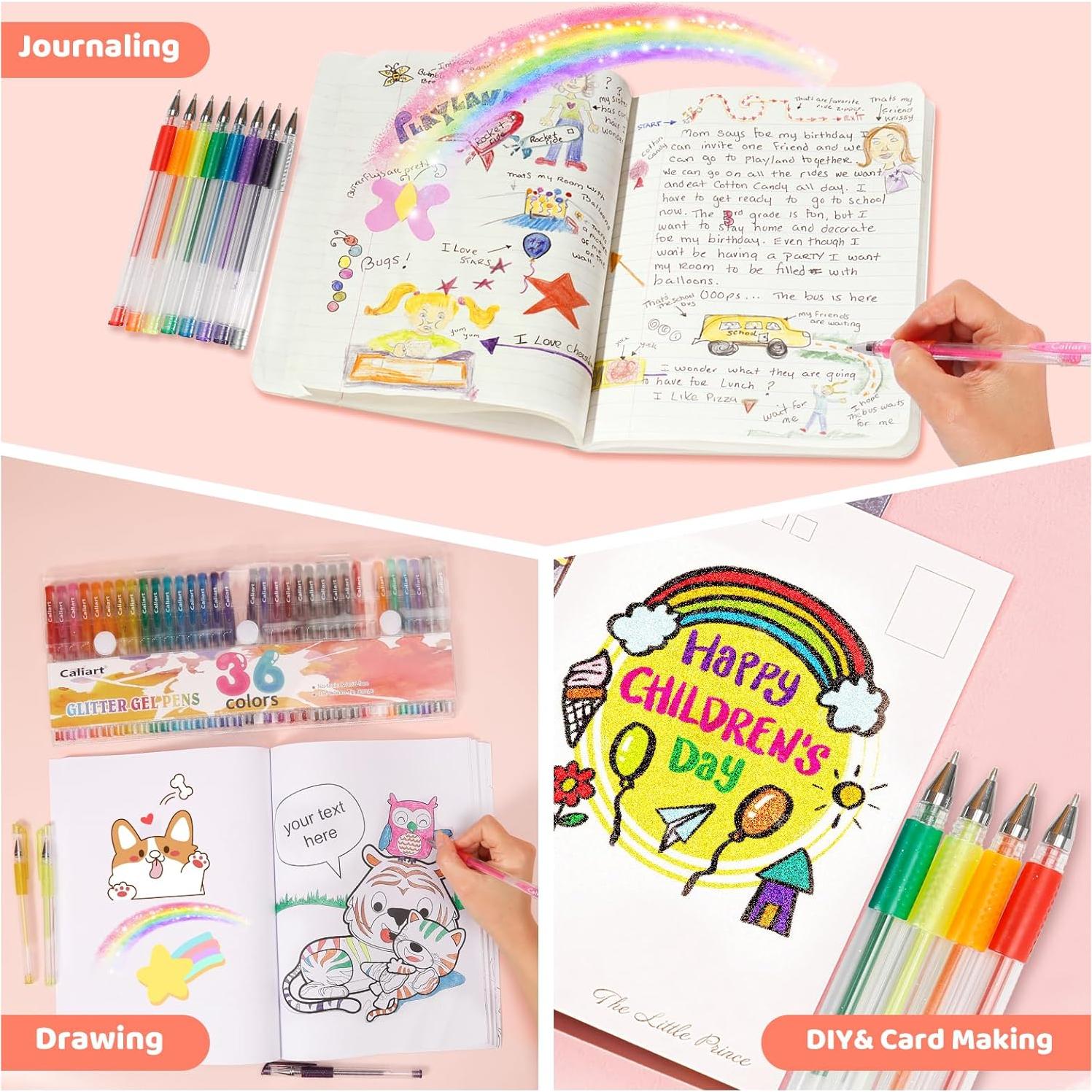 36 Lápices de Gel Brillantes Caliart - Punta Fina 0.7mm