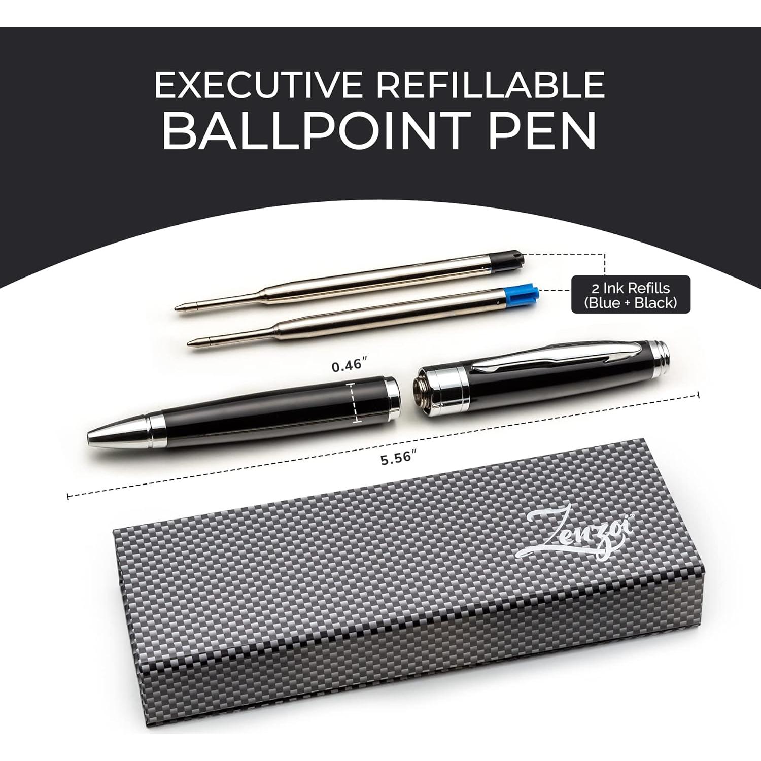 Conjunto de bolígrafos ZenZoi de lujo con recargas azul y negro