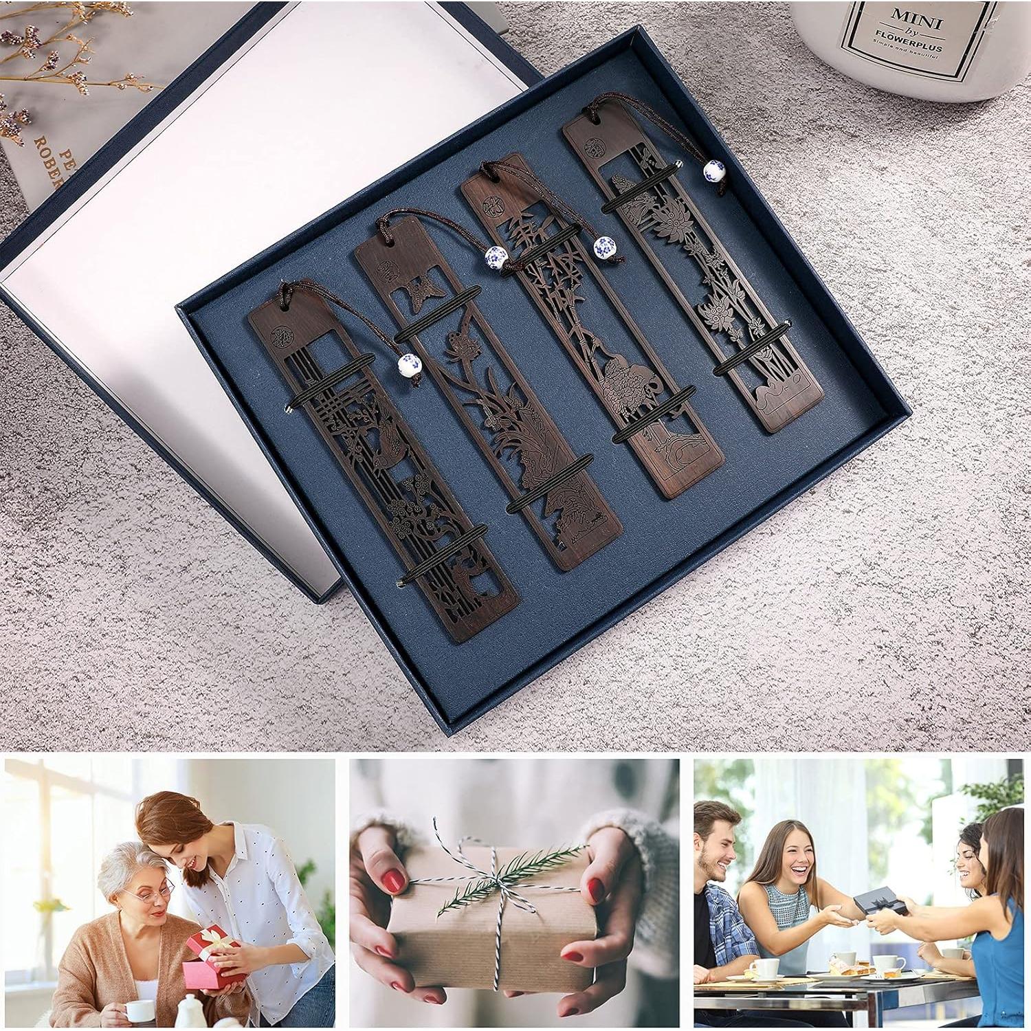 Marcadores de Madera Vintage Outus - 4 Piezas Hechos a Mano