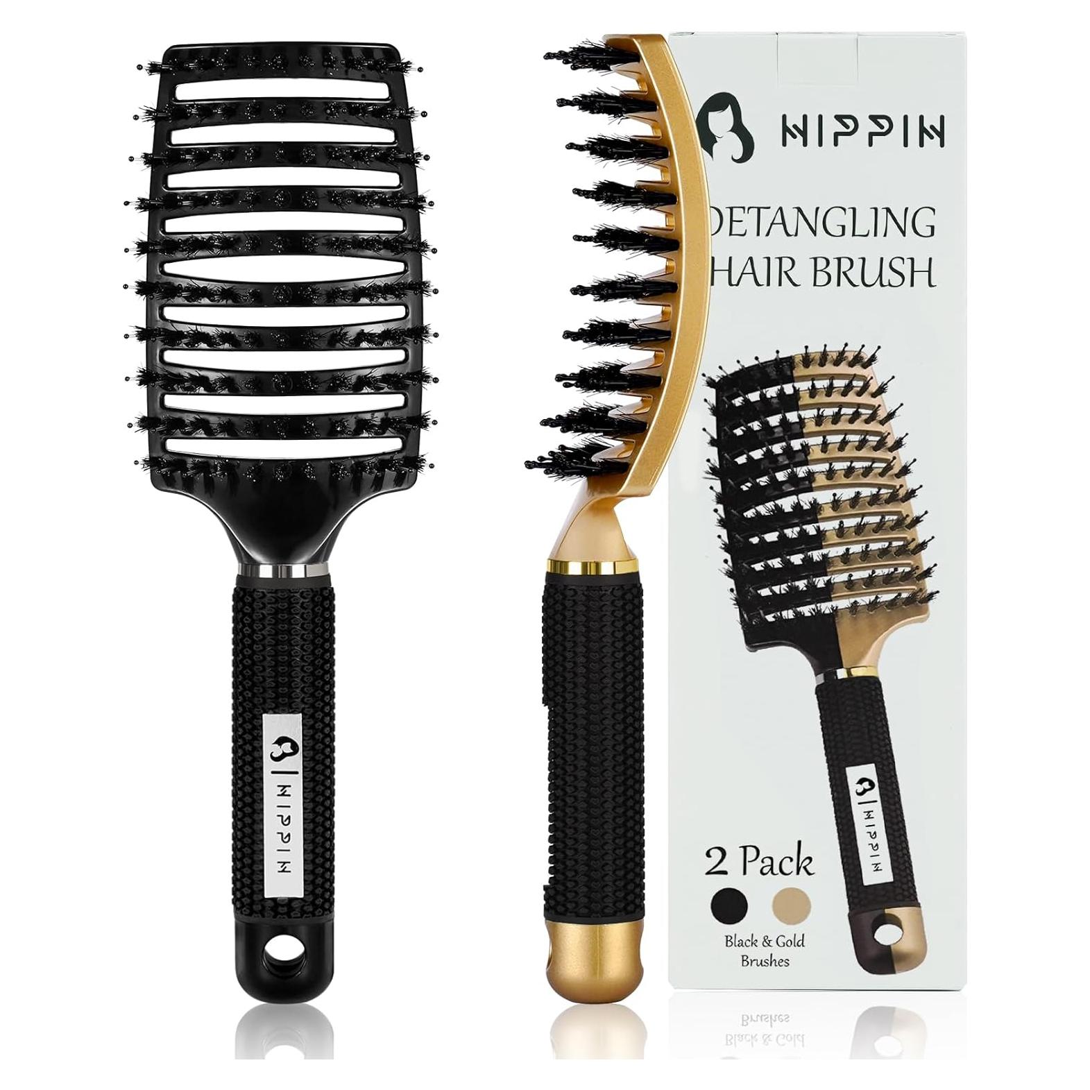 Cepillo Desenredante HIPPIH de Cerdas de Jabalí - 2 Piezas