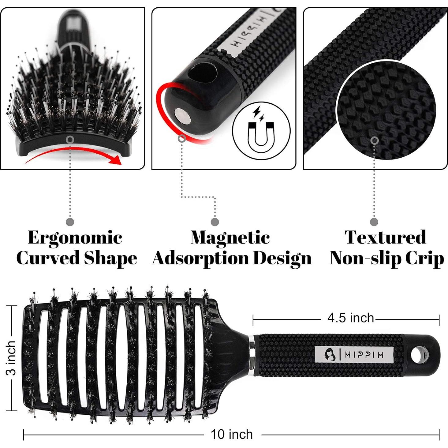 Cepillo Desenredante HIPPIH de Cerdas de Jabalí - 2 Piezas
