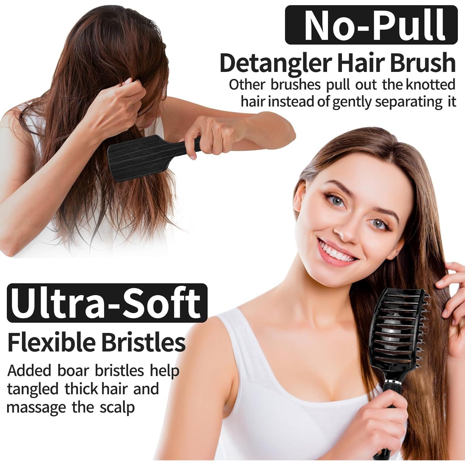 Cepillo Desenredante HIPPIH de Cerdas de Jabalí - 2 Piezas