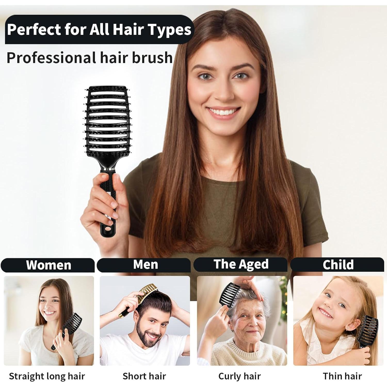 Cepillo Desenredante HIPPIH de Cerdas de Jabalí - 2 Piezas