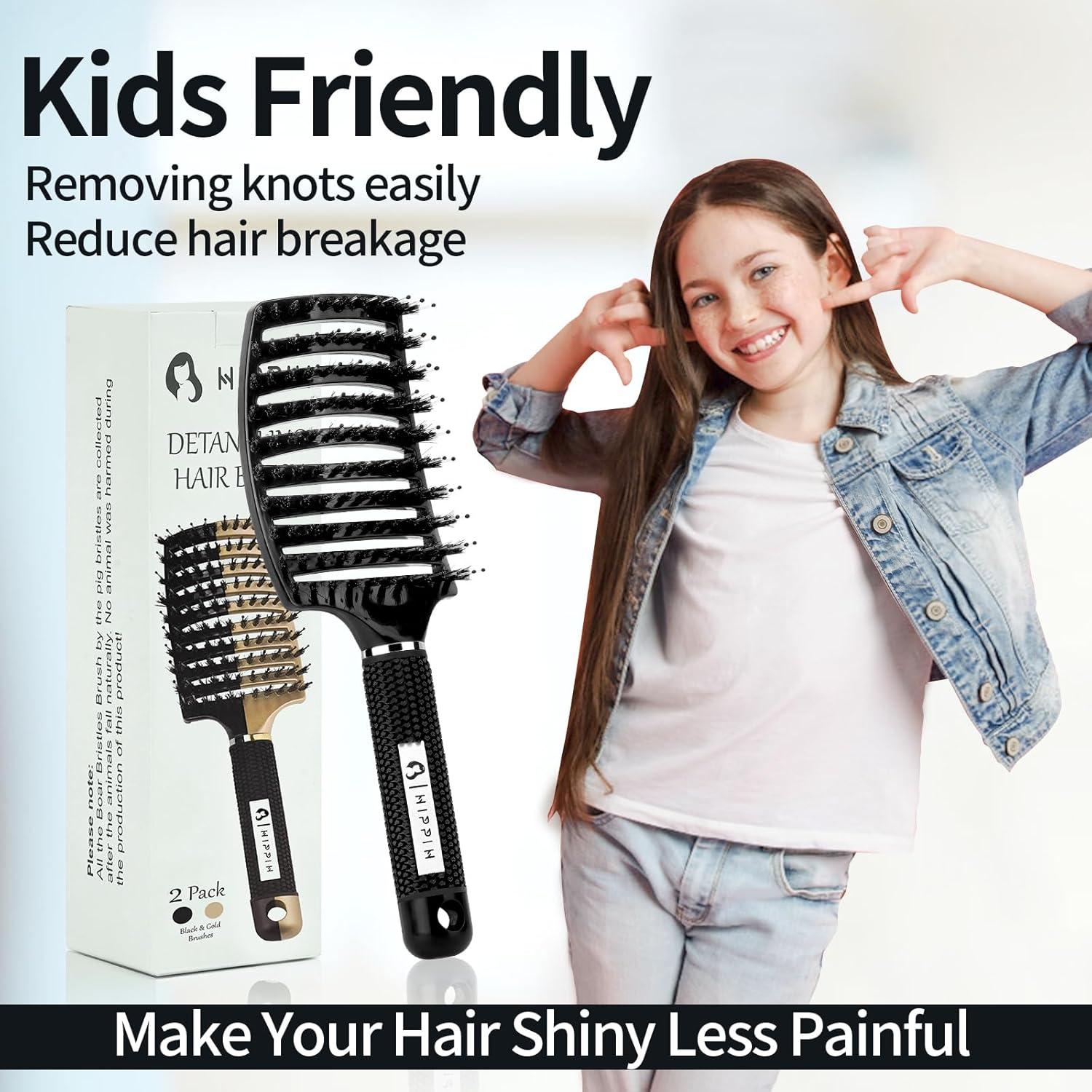 Cepillo Desenredante HIPPIH de Cerdas de Jabalí - 2 Piezas