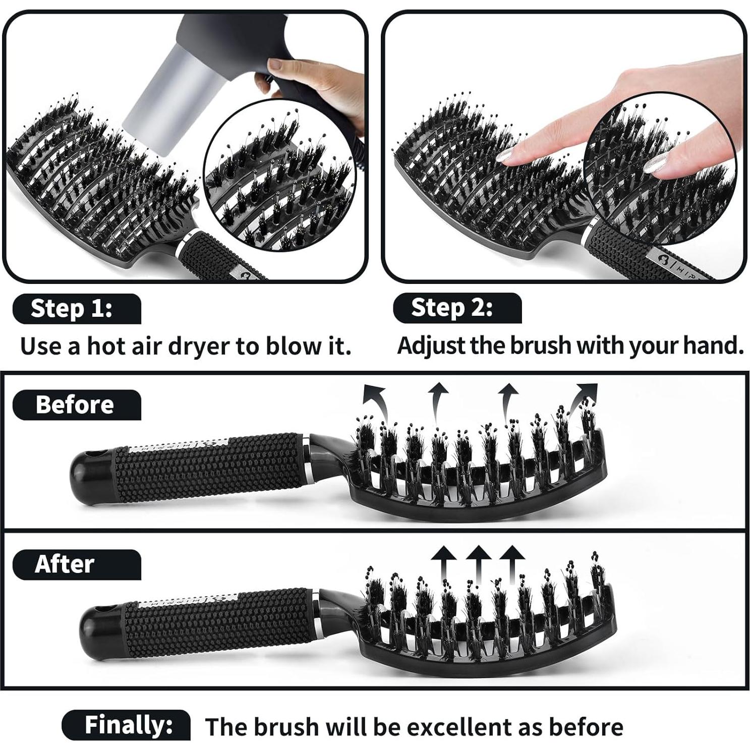 Cepillo Desenredante HIPPIH de Cerdas de Jabalí - 2 Piezas