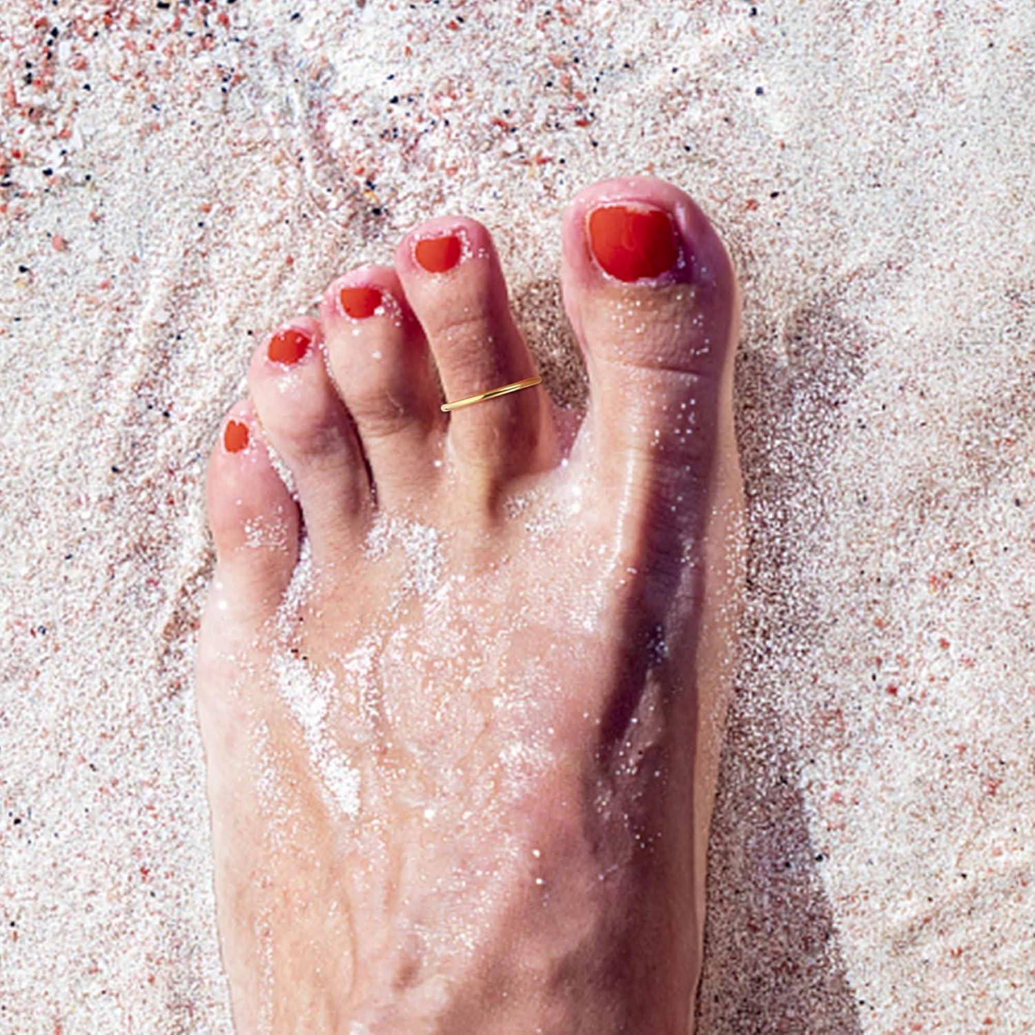 Anillos para dedos del pie de oro 14K HAIAISO ajustables 1-3mm