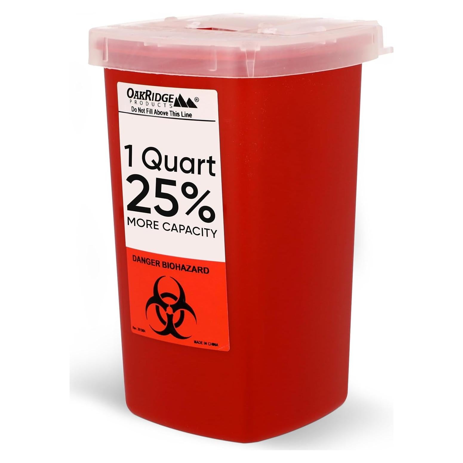 Contenedor de Desechos Punzantes Oakridge 1L con Tapa Abatible