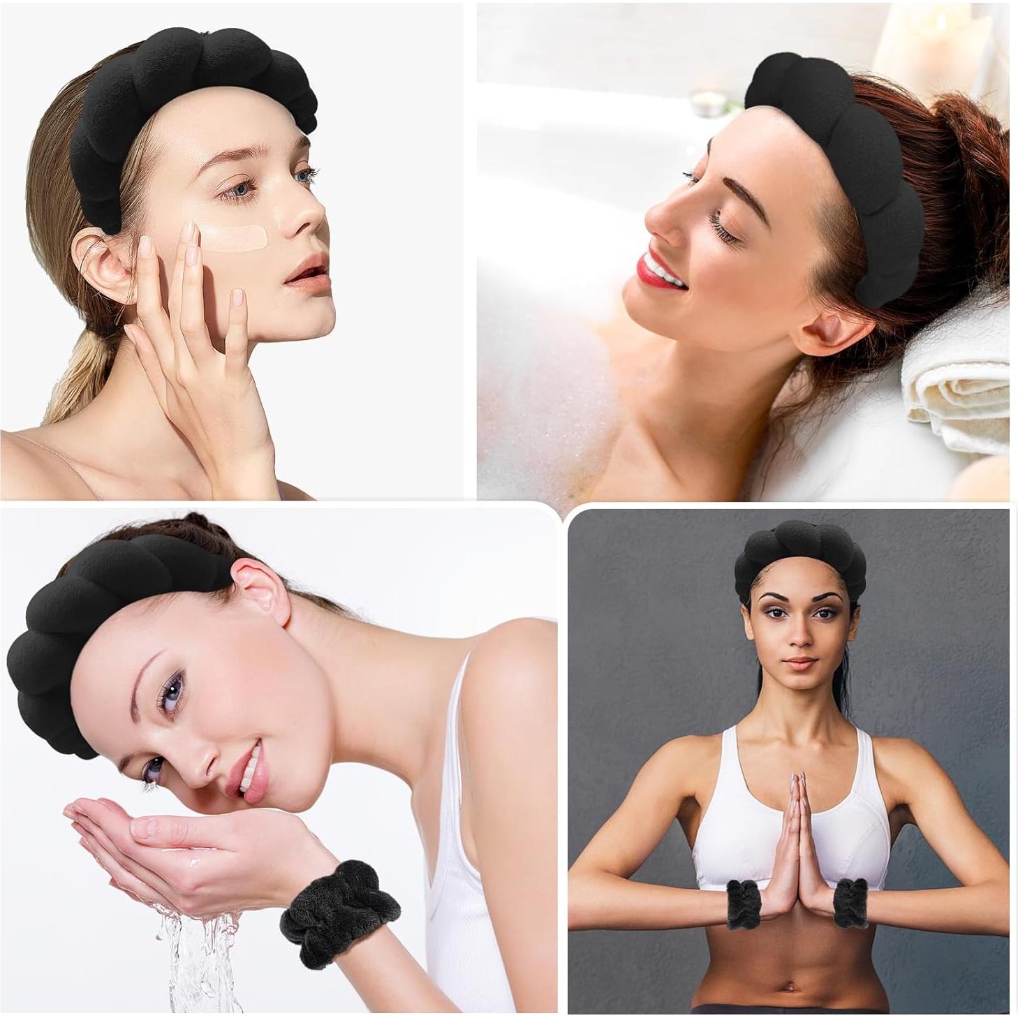 Banda de Spa Zkptops para el Cabello y Pulsera de Maquillaje