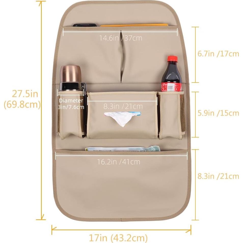 Organizador de Asiento Trasero Pefirst Beige 43x70cm Resistente