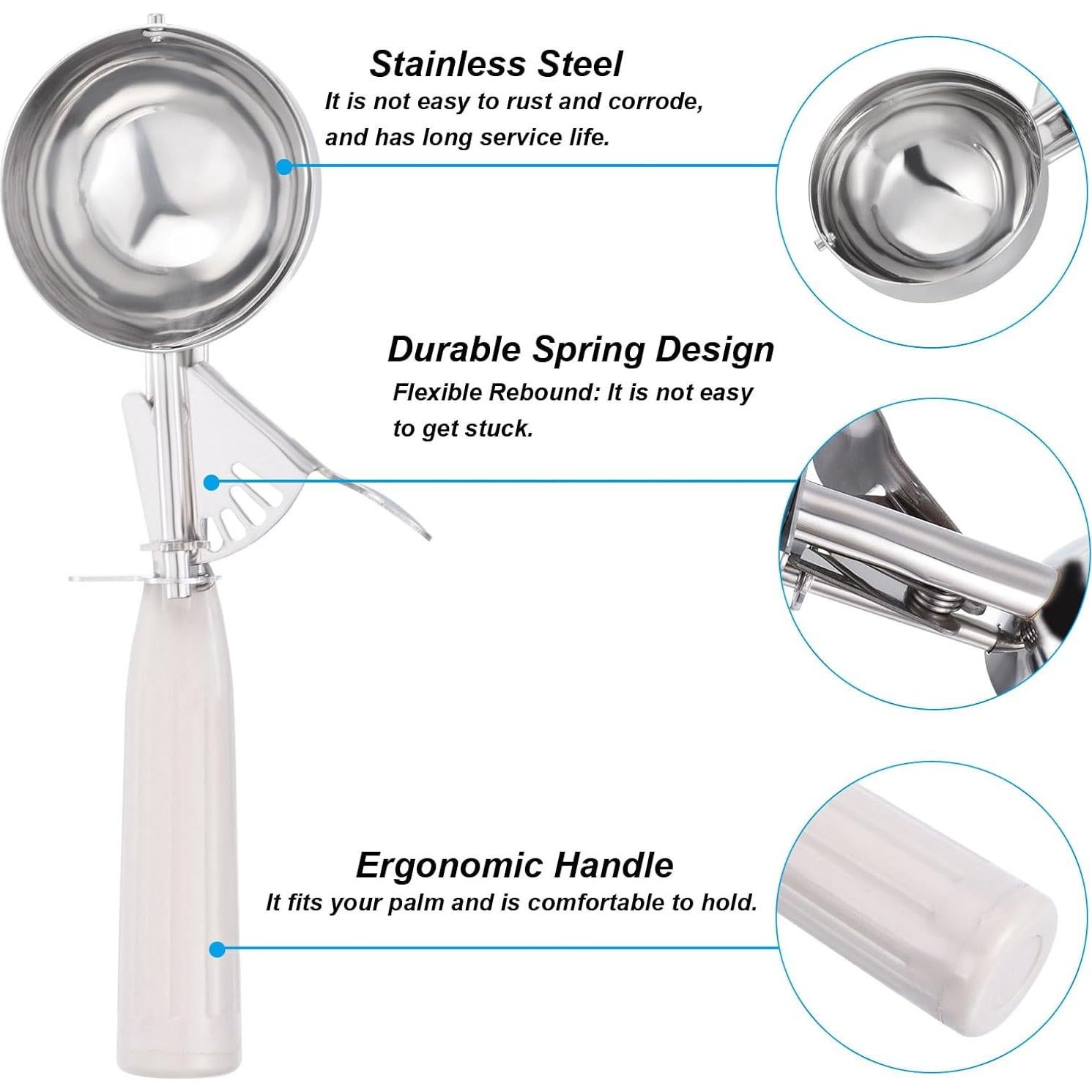 Cucharón de Helado PATIKIL 3.2oz Acero Inoxidable Beige