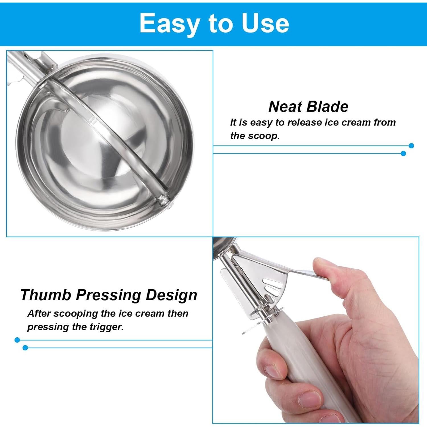 Cucharón de Helado PATIKIL 3.2oz Acero Inoxidable Beige