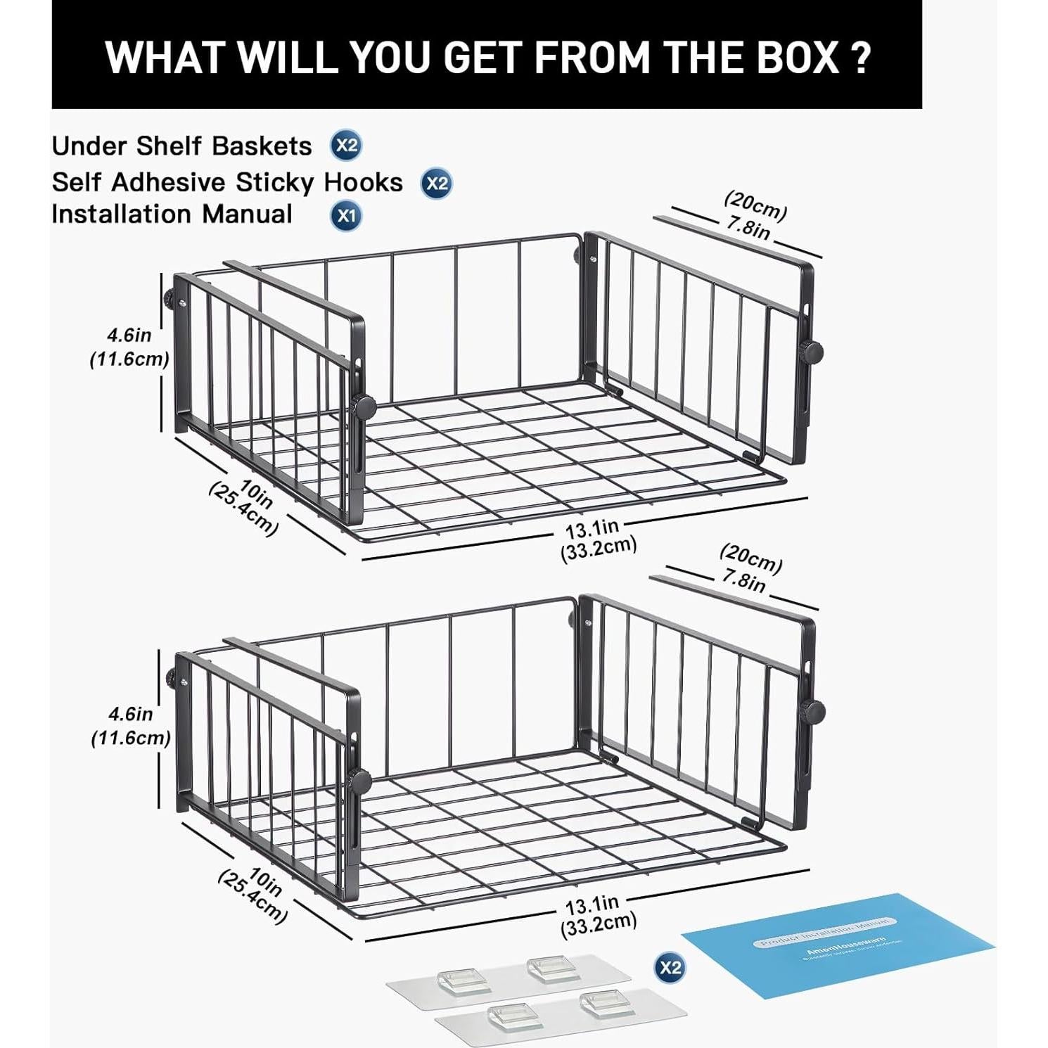 Cestas de Almacenamiento Colgantes AmonHouseware - 2 Unidades
