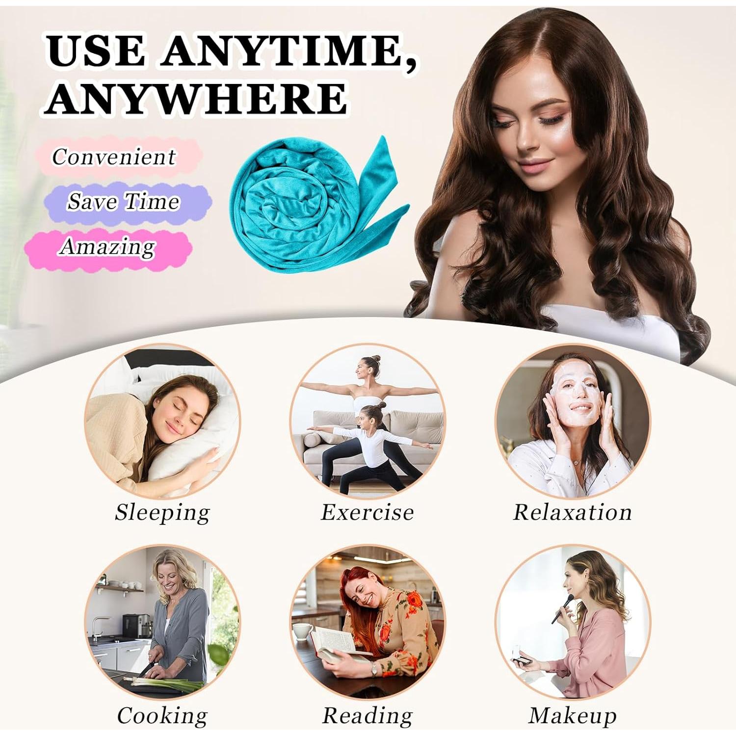 Rizador de Cabello Sin Calor Gwabee 70" Azul - Set de 9 Piezas