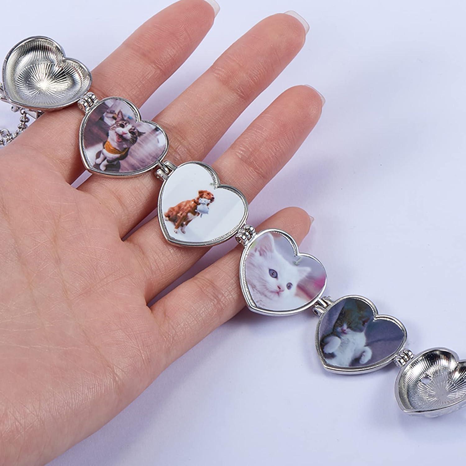 Ornaland Expanding Photo Locket Pendant Necklace for Women Men with Angel Wings, 4 Photo Locket Alloy Neck Decoration for Mother's