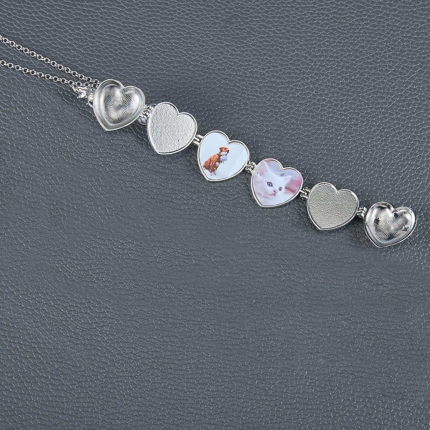 Ornaland Expanding Photo Locket Pendant Necklace for Women Men with Angel Wings, 4 Photo Locket Alloy Neck Decoration for Mother's