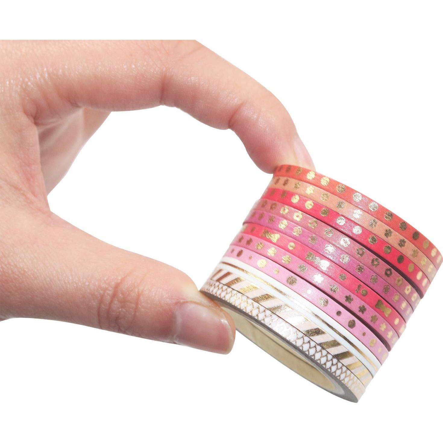 Cinta Washi Delgada Yubbaex 24 Rollos Foil Dorado 3mm