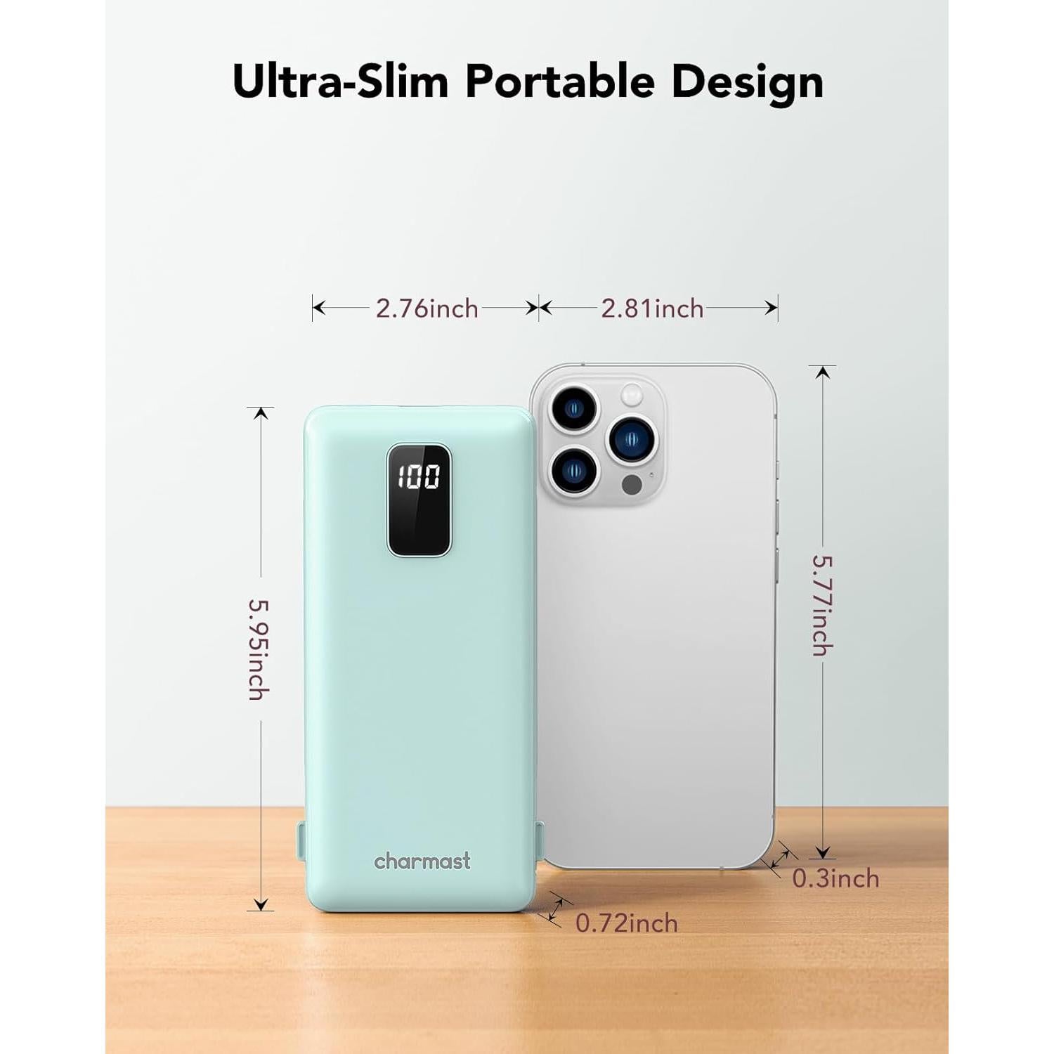 Cargador Portátil Charmast 10000mAh Carga Rápida USB C