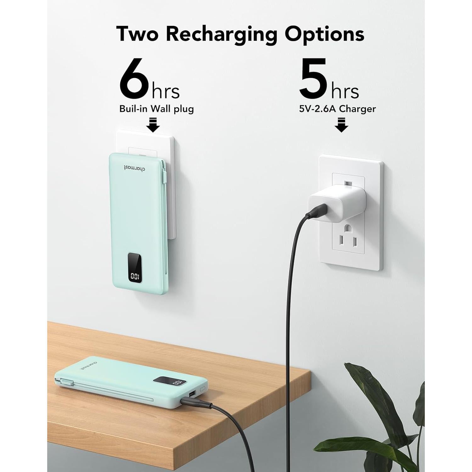 Cargador Portátil Charmast 10000mAh Carga Rápida USB C