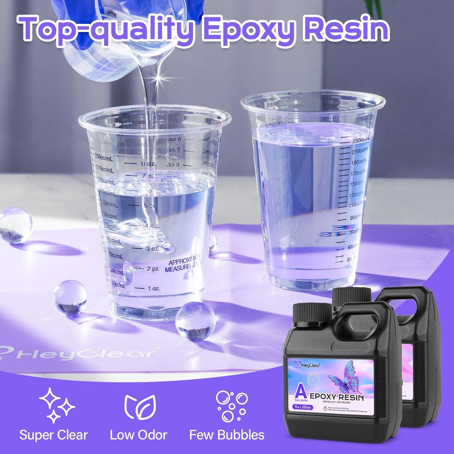 Kit de Resina Epóxica HeyClear 18 oz con Moldes y Accesorios