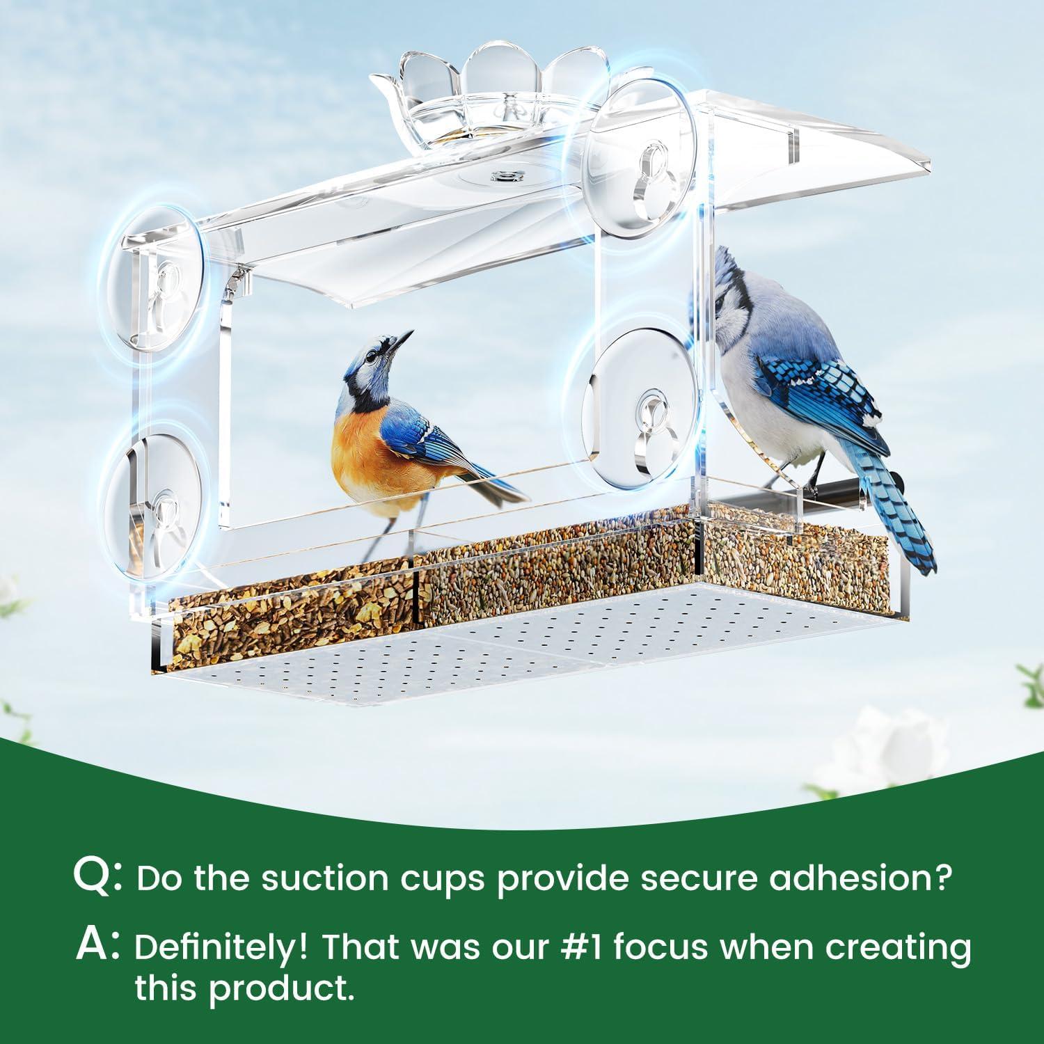 Comedero para Aves de Ventana DY-SKTY Acrílico Transparente 26.7x10.9x19.6cm