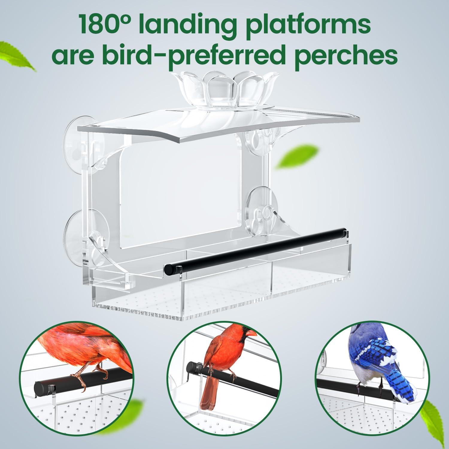 Comedero para Aves de Ventana DY-SKTY Acrílico Transparente 26.7x10.9x19.6cm