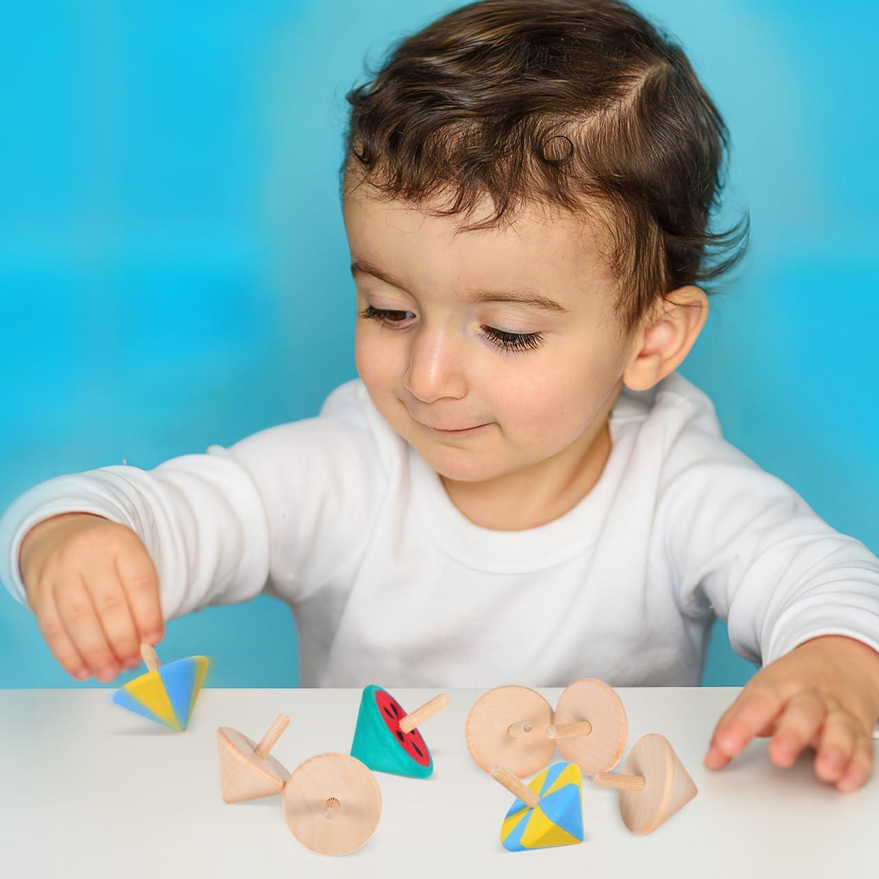 Trompos de Madera Sin Terminar NUOBESTY 12 Piezas para Pintar