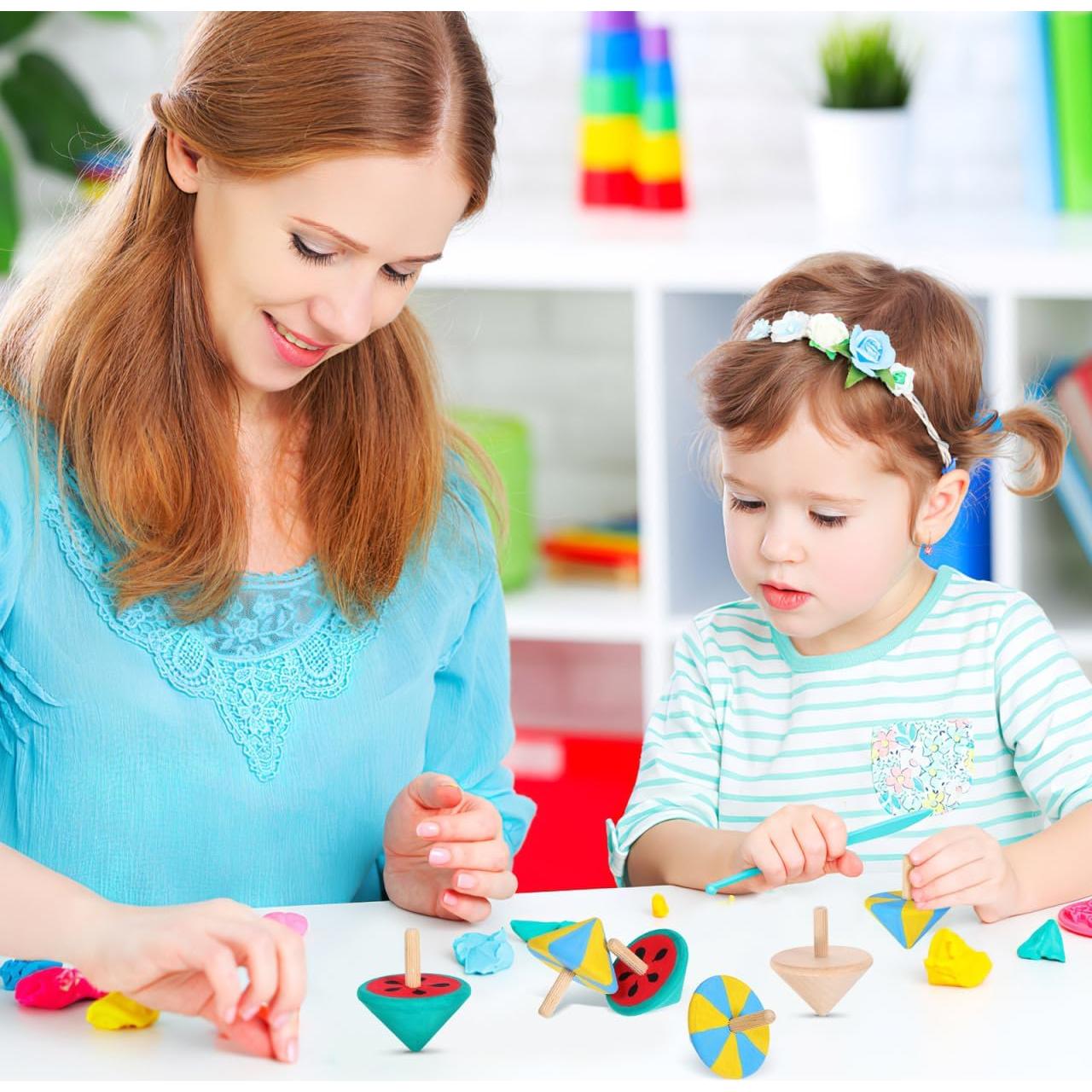 Trompos de Madera Sin Terminar NUOBESTY 12 Piezas para Pintar