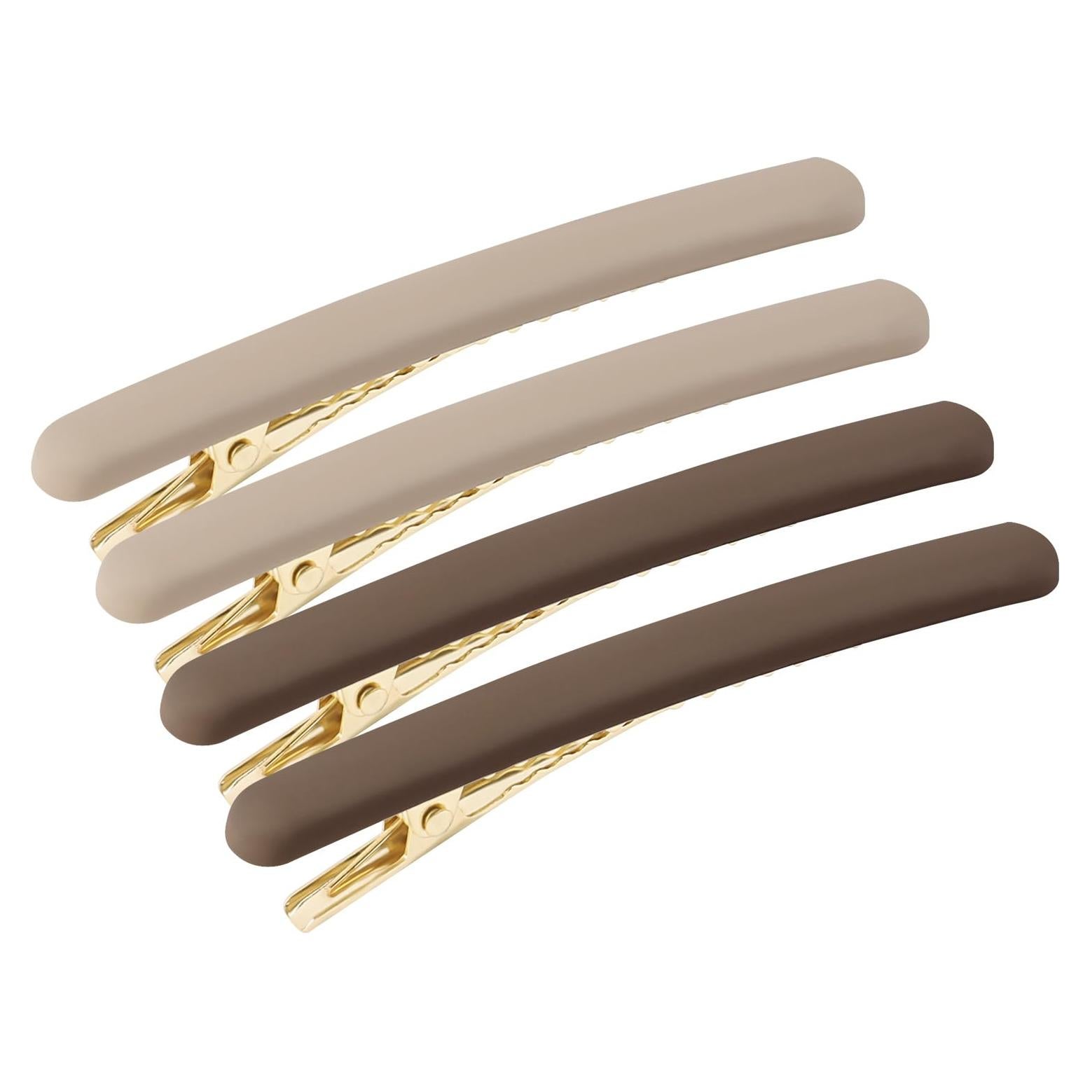 4 Clips de Pelo en Forma de Pato Motroce - 9 cm, Marrón