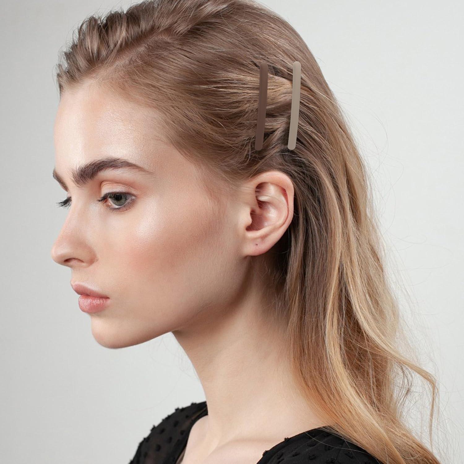 4 Clips de Pelo en Forma de Pato Motroce - 9 cm, Marrón