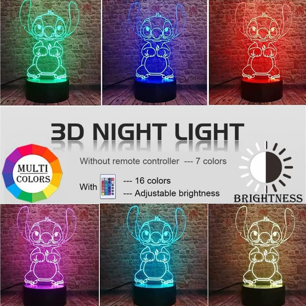 Luz Nocturna 3D LOUHH LED Inteligente 16 Colores Control Remoto
