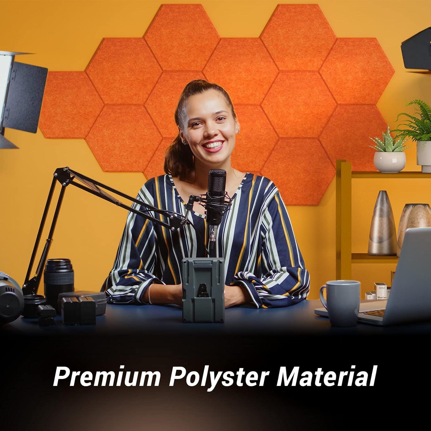 Paneles Acústicos Hexagonales TONOR 12 Pack Naranja 30.48x25.4cm